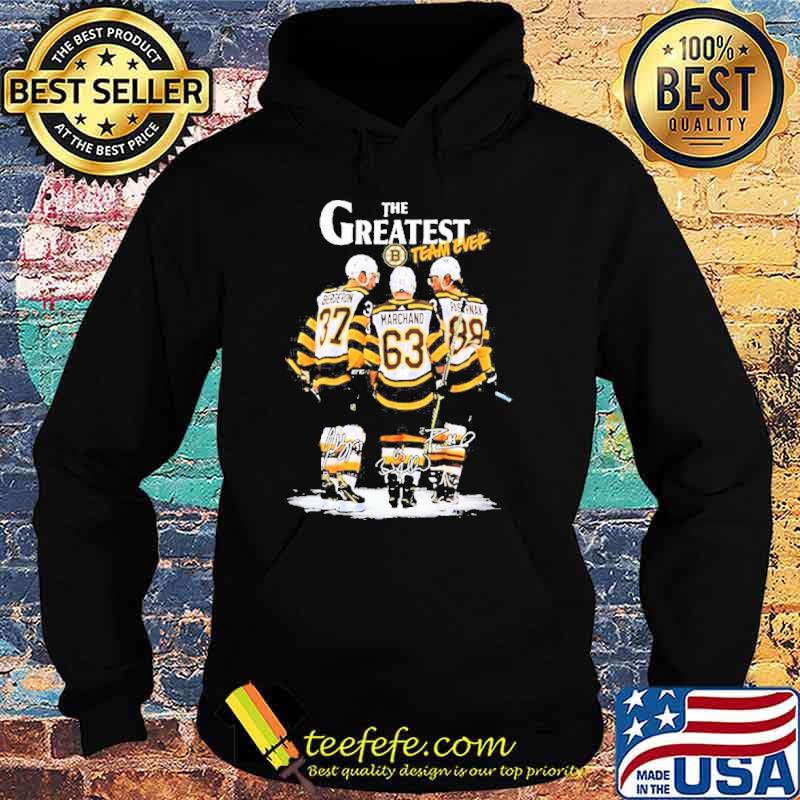 Boston Bruins The Greatest Team Ever Bergeron Marchand Pastrnak Signatures Shirt
