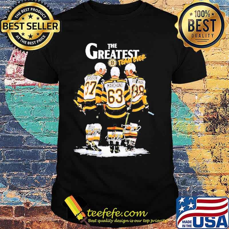 Boston Bruins The Greatest Team Ever Bergeron Marchand Pastrnak Signatures Shirt Unisex Boston Bruins The Greatest Team Ever Bergeron Marchand Pastrnak Signatures Shirt Unisex