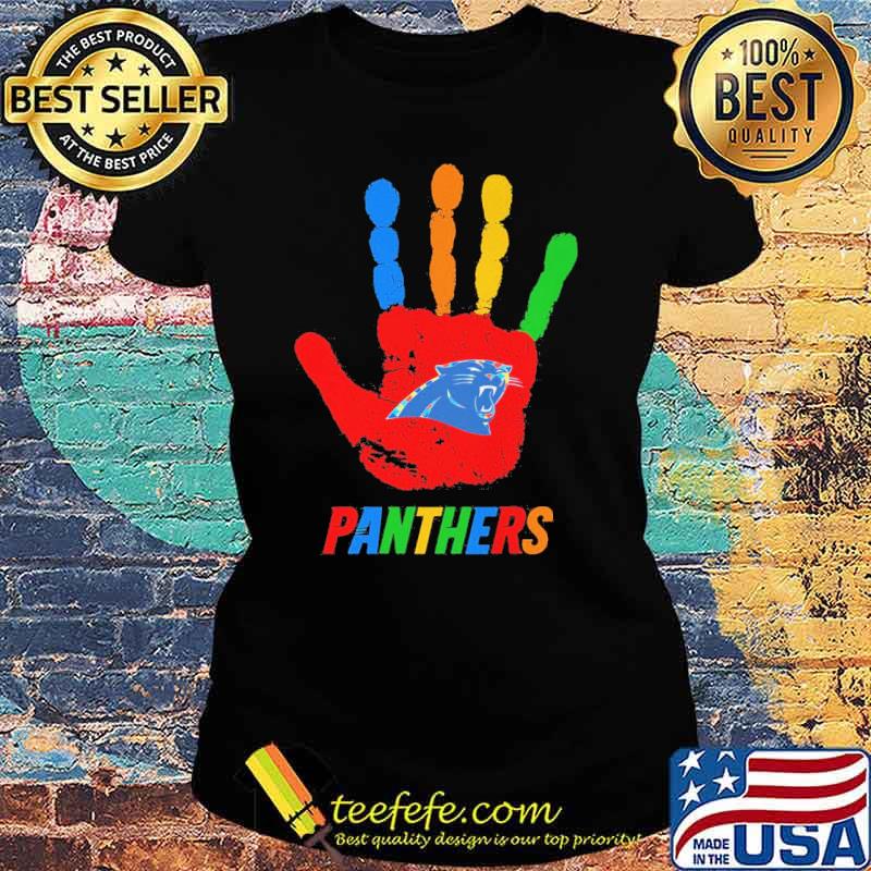 Carolina Panthers Hand color autism s Ladies tee Carolina Panthers Hand color autism s Ladies tee