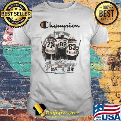 Champion Boston Bruins 37 Bergeron 88 Pastrnak and 63 Marchand signatures sport shirt