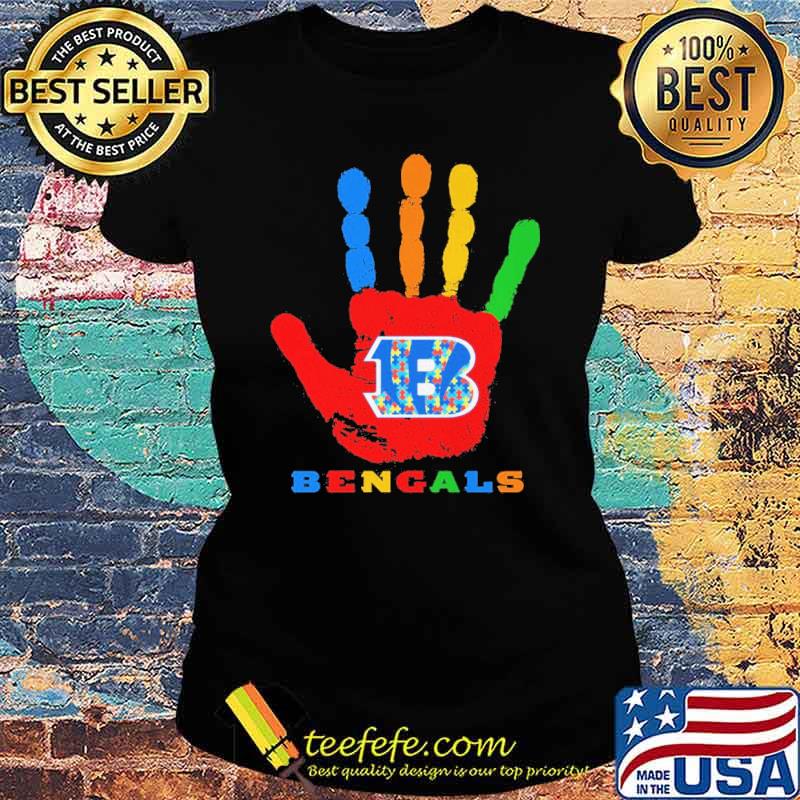 Cincinnati Bengals Hand color autism s Ladies tee Cincinnati Bengals Hand color autism s Ladies tee