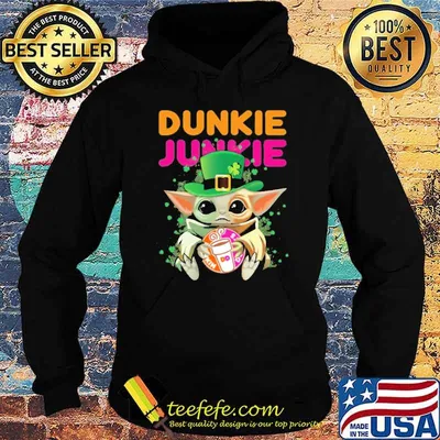 Dunkin' Donuts Dunkie Junkie Baby yoda St.Patrick's day shirt
