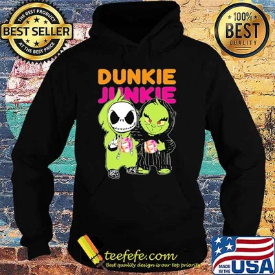 Dunkin' Donuts Dunkie Junkie Grinch and jack skellington shirt