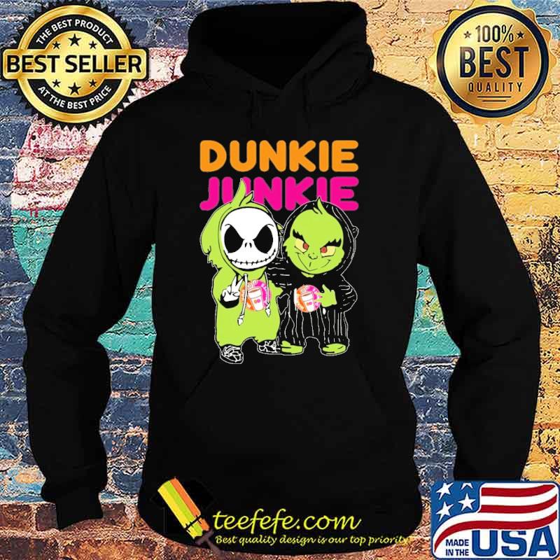 Dunkin' Donuts Dunkie Junkie Grinch and jack skellington shirt