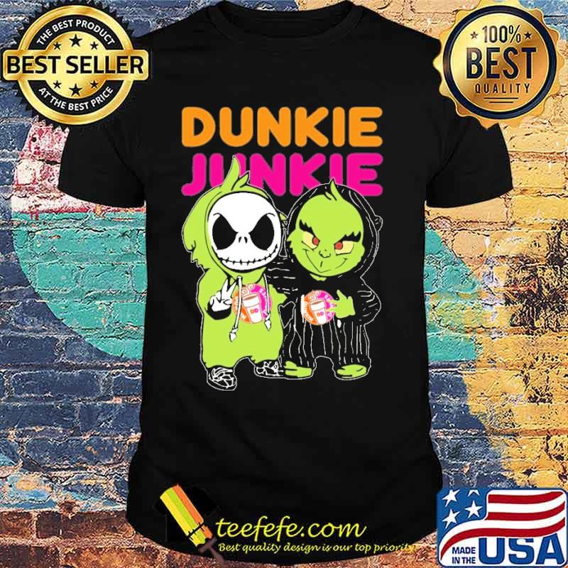 Dunkin' Donuts Dunkie Junkie Grinch and jack skellington s Unisex Dunkin' Donuts Dunkie Junkie Grinch and jack skellington s Unisex