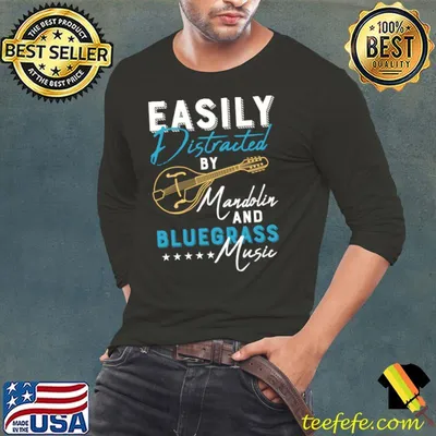 Easily Distracted By Mandolin And Bluegrass Music Stars T-Shirt