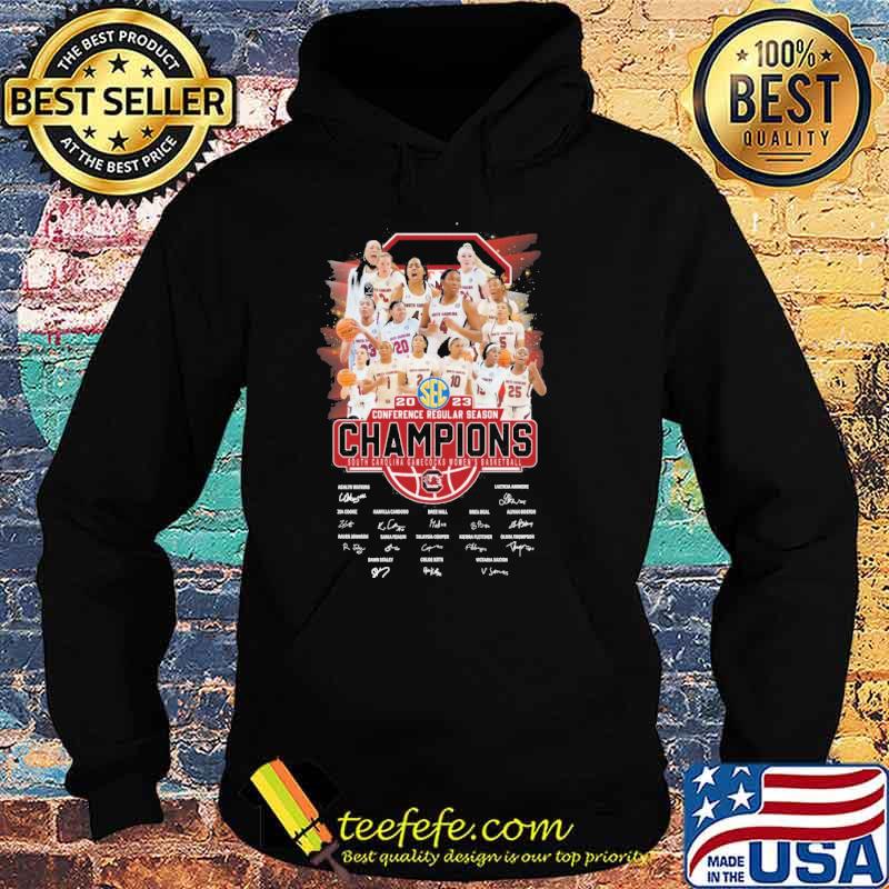 Funny 2023 conference regular season champions South carolina gamecocks women's basketball signatures shirt