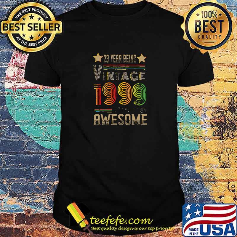 Funny 23 Year Old Gifts Vintage 1999 Limited Edition 23th Birthday Retro Stars T-Shirt