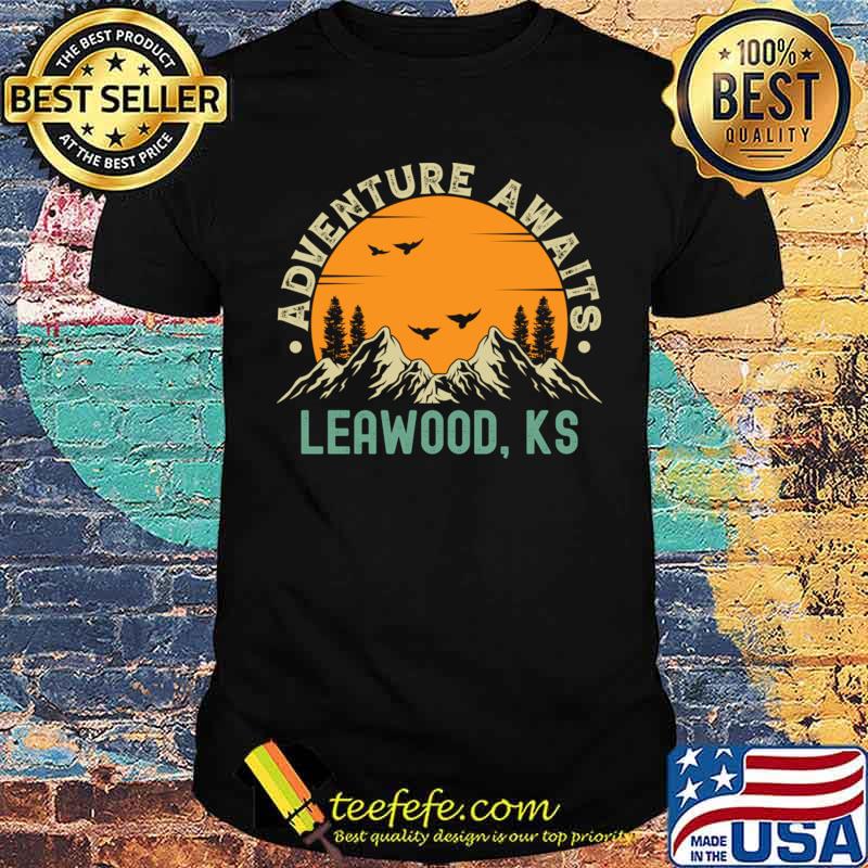 Funny leawood Kansas Adventure Awaits Leawood KS Vintage Sunset T-Shirt