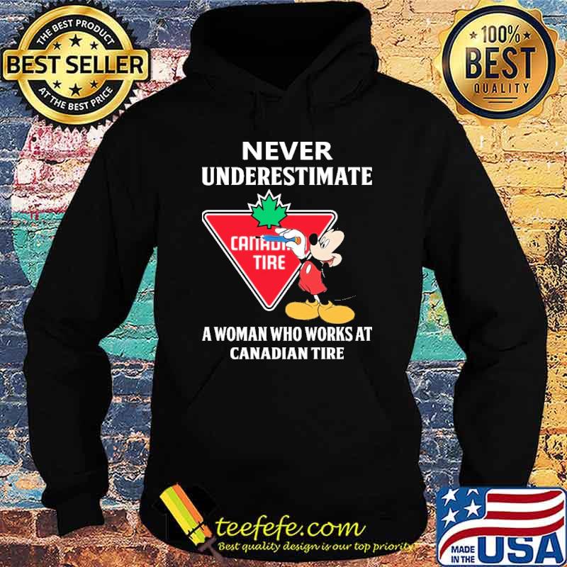 Funny never underestimate Canadian tire a woman who works at Canadian tire Mickey shirt