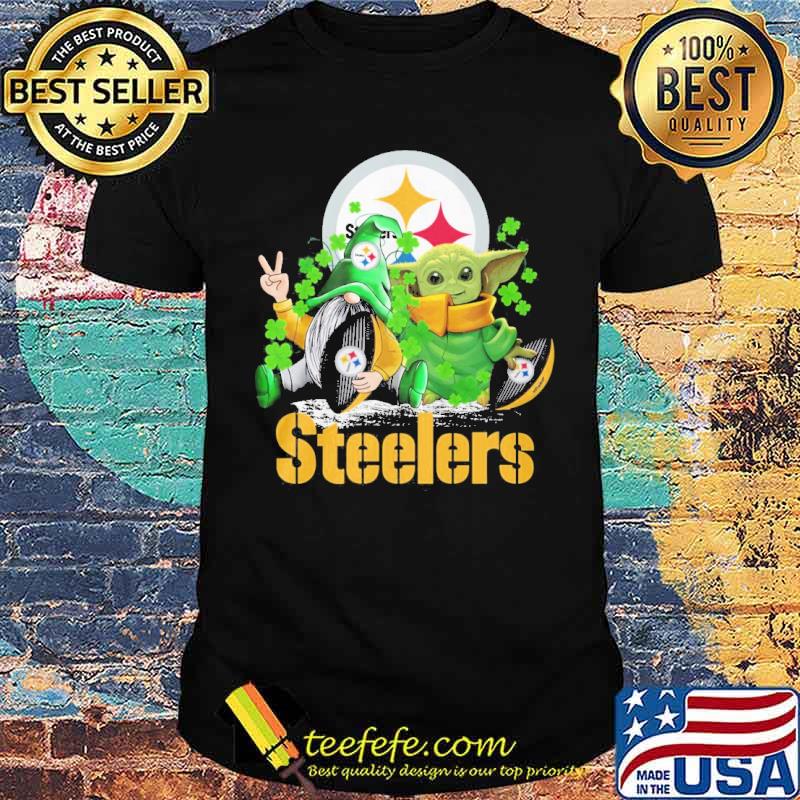 Gnome and Baby yoda hug Steelers St.Patrick's day s Unisex Gnome and Baby yoda hug Steelers St.Patrick's day s Unisex