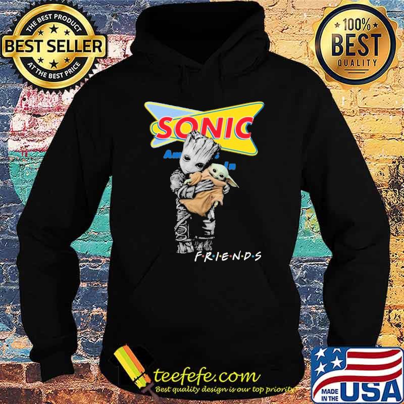 Groot hug baby yoda friends Sonic drive in shirt
