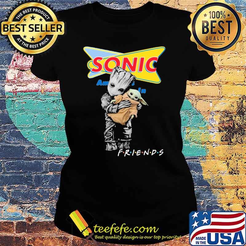 Groot hug baby yoda friends Sonic drive in s Ladies tee Groot hug baby yoda friends Sonic drive in s Ladies tee