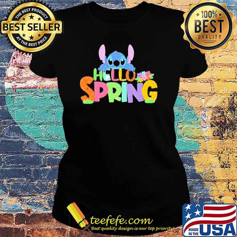 Hello Spring Disney Stitch Easter s Ladies tee Hello Spring Disney Stitch Easter s Ladies tee