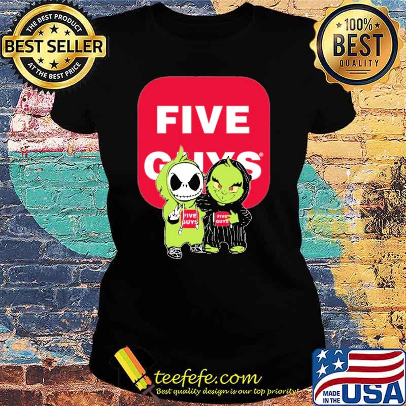 Jack Skellington and Grinch five guys s Ladies tee Jack Skellington and Grinch five guys s Ladies tee