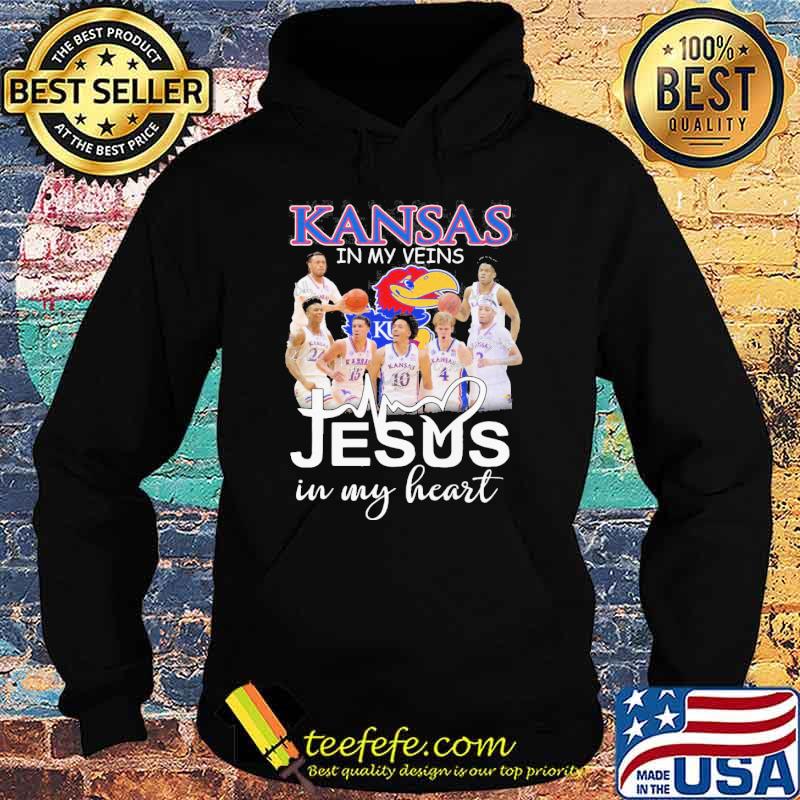 Kansas jayhawks in my Veins Jesus in my heart signatures shirt