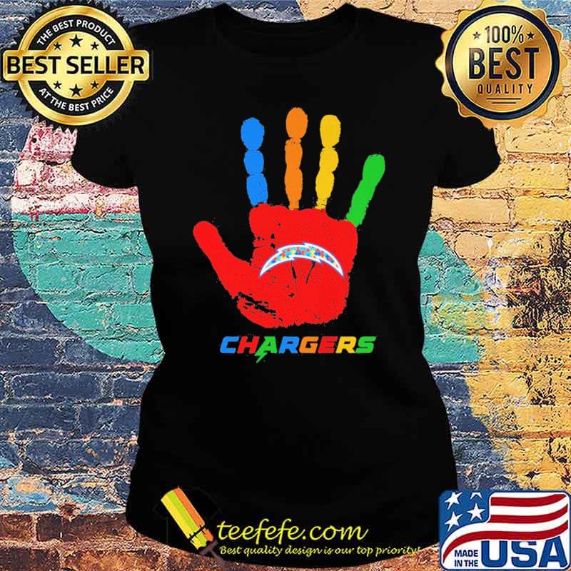 Los Angeles Chargers Hand color autism s Ladies tee Los Angeles Chargers Hand color autism s Ladies tee