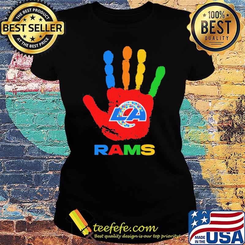 Los Angeles Rams Hand color autism s Ladies tee Los Angeles Rams Hand color autism s Ladies tee