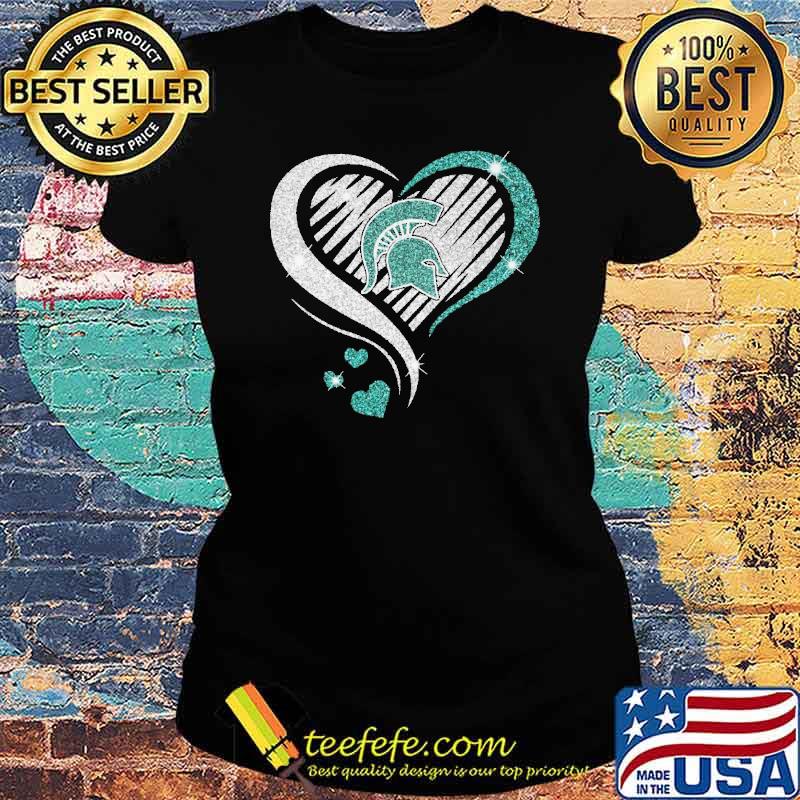 Michigan State Spartans heart diamond love s Ladies tee Michigan State Spartans heart diamond love s Ladies tee