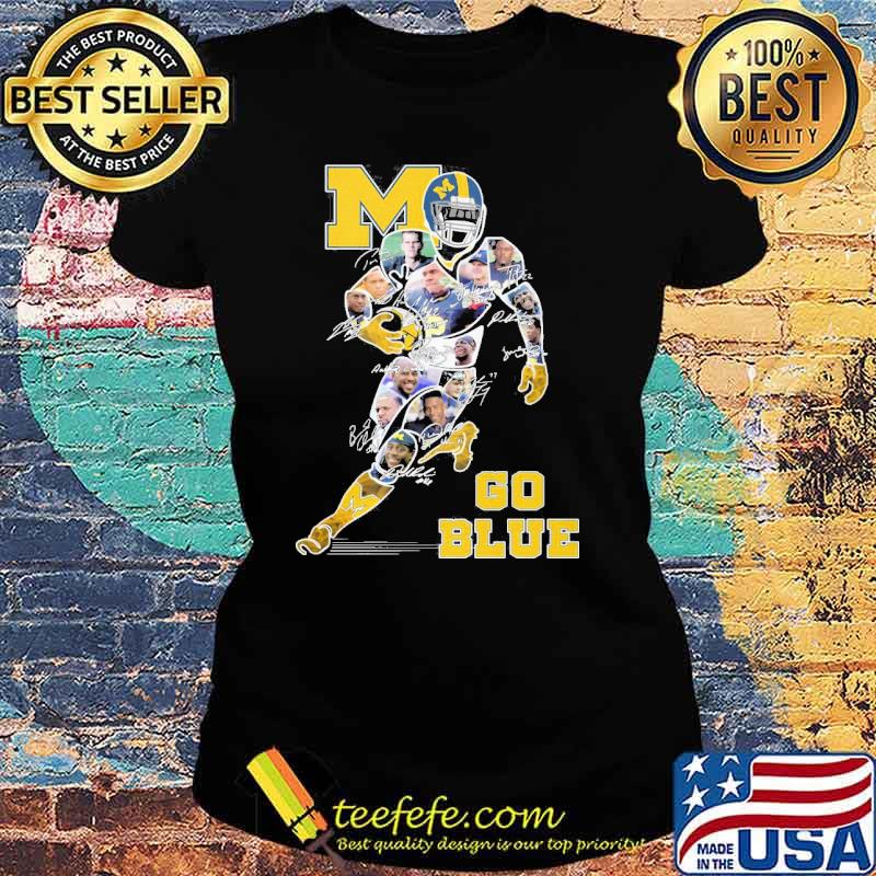 Michigan Wolverines go bluw signatures s Ladies tee Michigan Wolverines go bluw signatures s Ladies tee