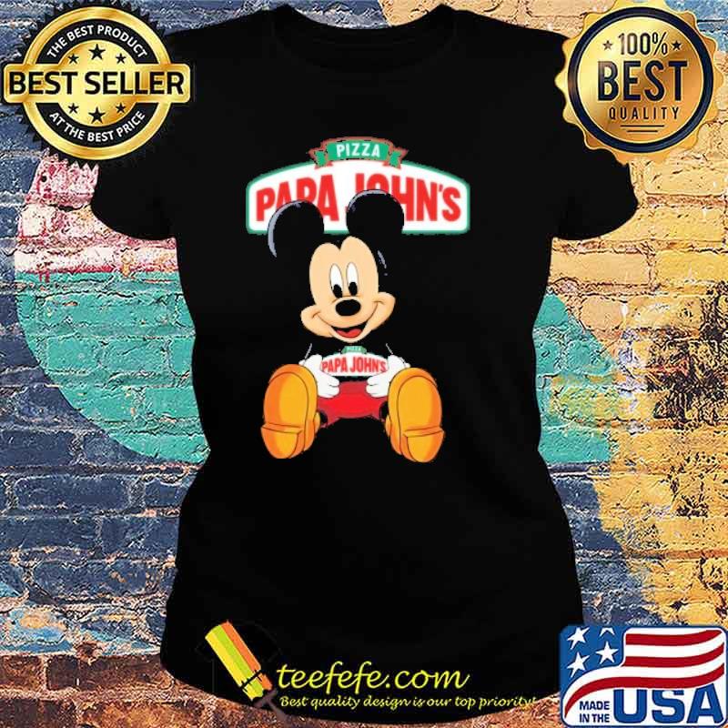 Mickey mouse disney hug pizza papa John's s Ladies tee Mickey mouse disney hug pizza papa John's s Ladies tee