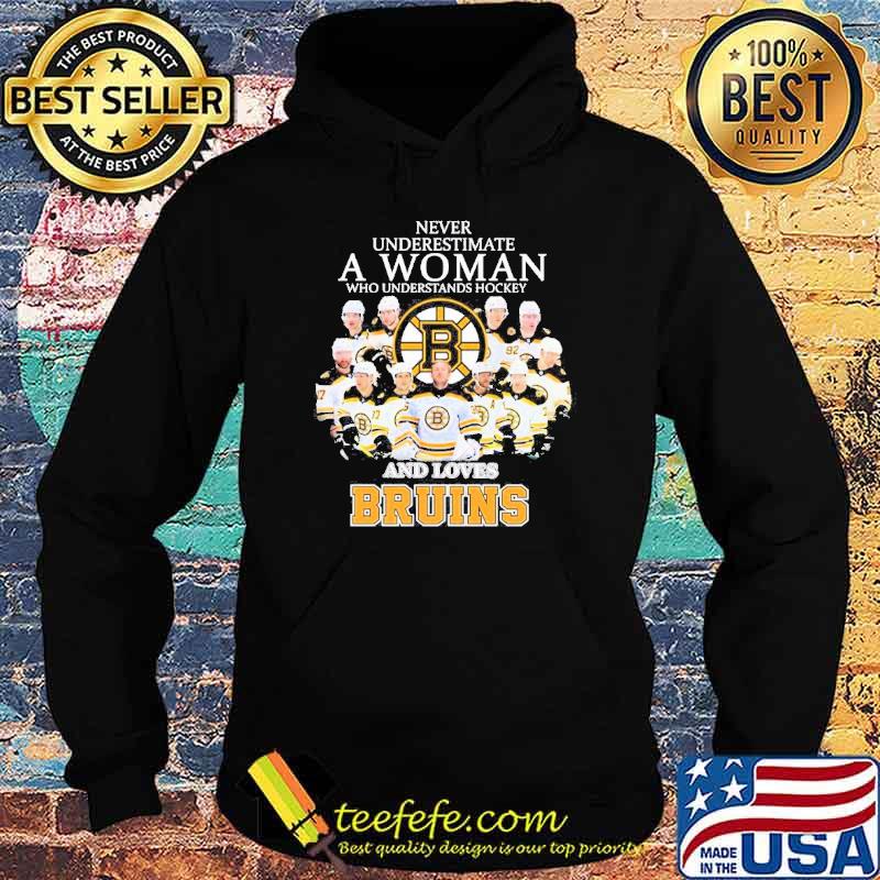Never Underestimate A Woman Who Understand Hockey And Love Boston Bruins signatures player Shirt