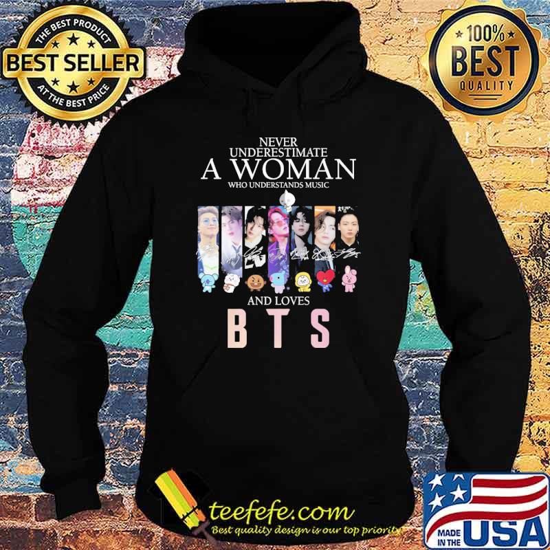 Never underestimate a woman who understands baseball and loves BTS signatures shirt
