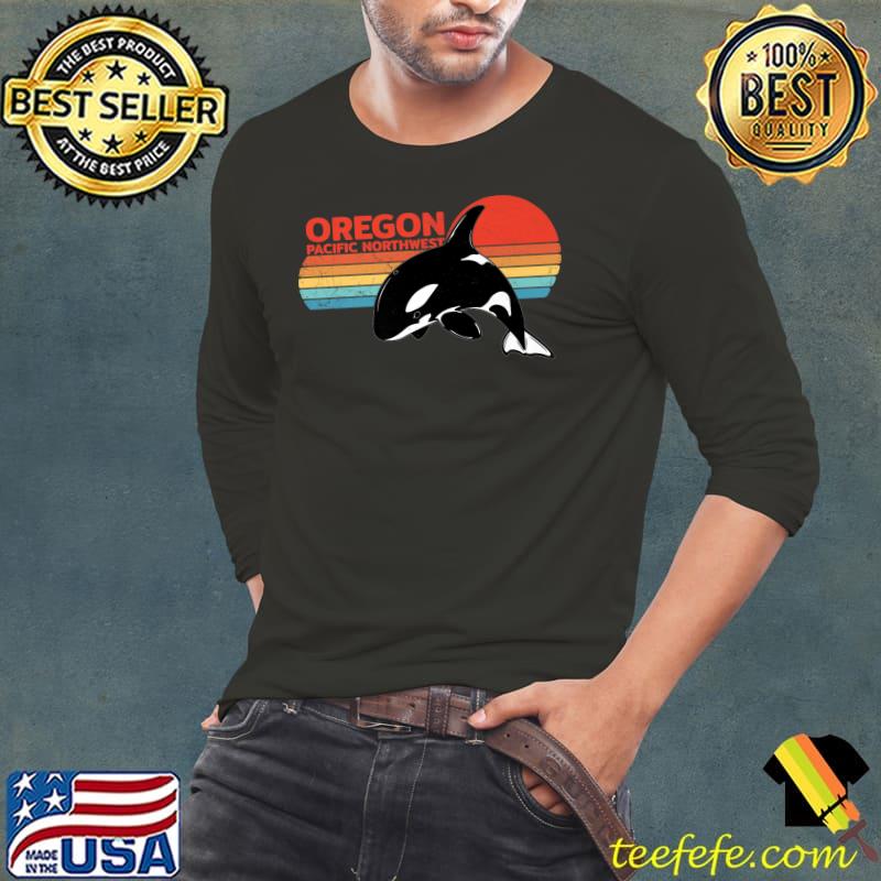 Oregon Pacific Northwest Orca Killer Whale Retro 80s T-Shirt