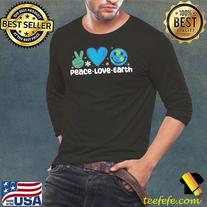 Peace Love Earth Day 2023 Heart Smile Earth T-Shirt