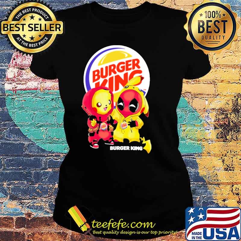 Pikachu Deadpool Burger king s Ladies tee Pikachu Deadpool Burger king s Ladies tee