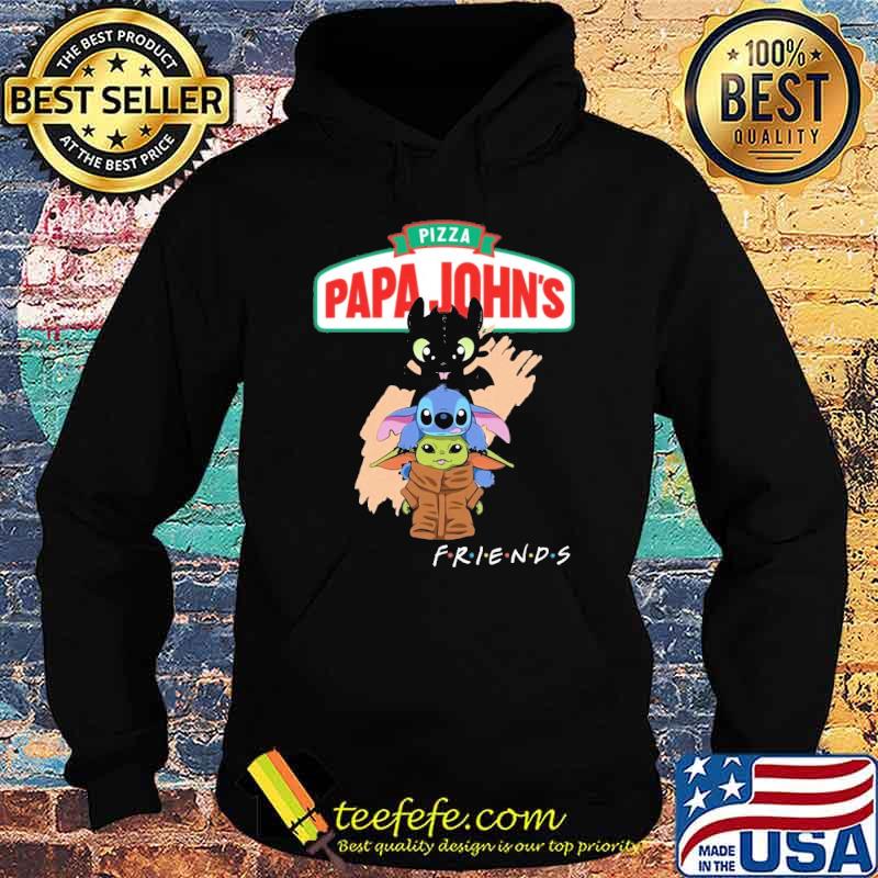 Pizza papa john's friends toothless stitch baby yoda shirt