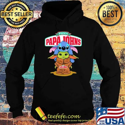 Pizza papa John's Stitch Baby Yoda shirt