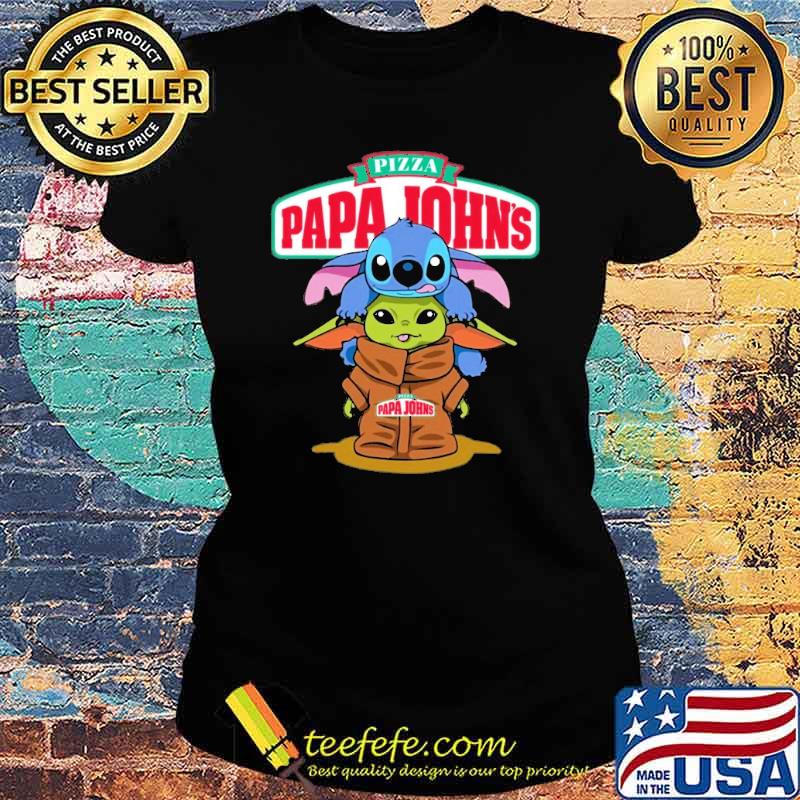 Pizza papa John's Stitch Baby Yoda s Ladies tee Pizza papa John's Stitch Baby Yoda s Ladies tee