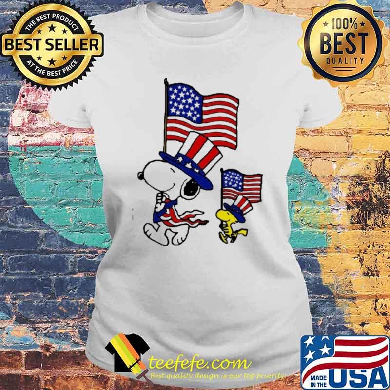 Snoopy and woodstocks America flag s Laides tee Snoopy and woodstocks America flag s Laides tee