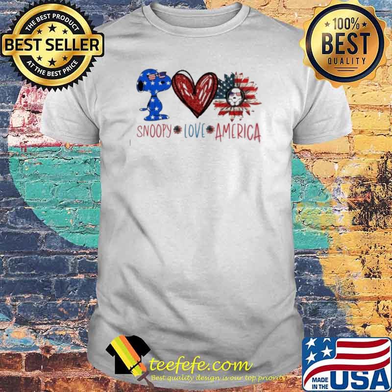 Snoopy love America flag sunflower heart love shirt