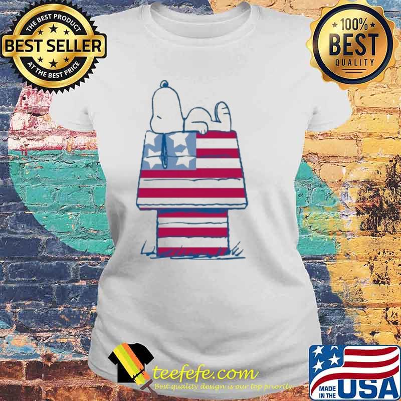 Snoopy sleep on the house America flag s Laides tee Snoopy sleep on the house America flag s Laides tee