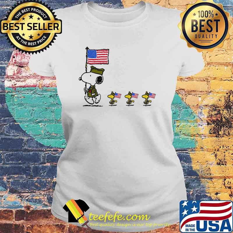 Snoopy woodstock America flag veteran s Laides tee Snoopy woodstock America flag veteran s Laides tee