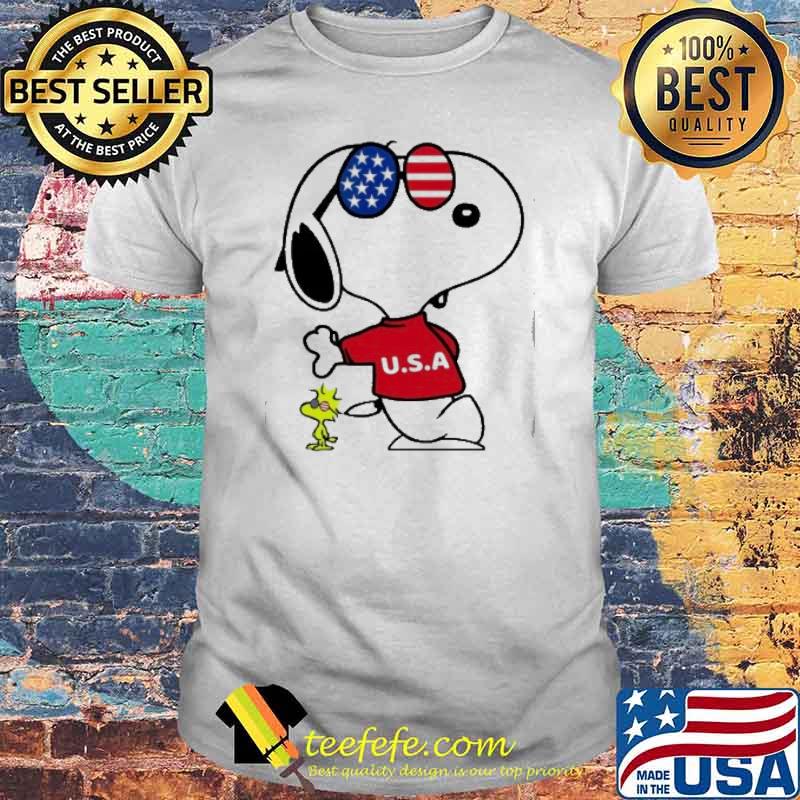 Snoopy woodstocks USA America flag shirt