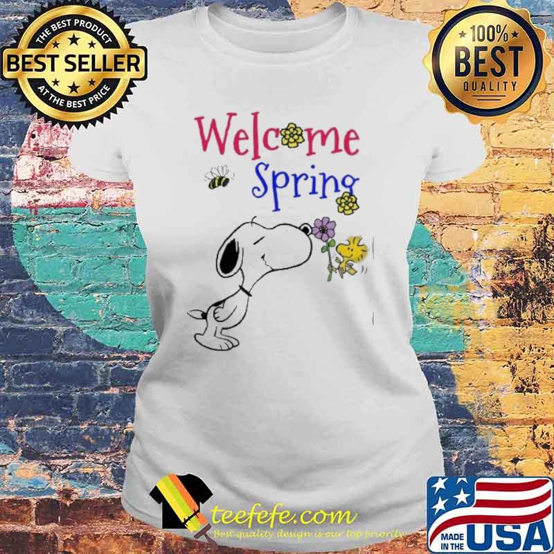 Snoopy woodstocks welcome spring s Laides tee Snoopy woodstocks welcome spring s Laides tee