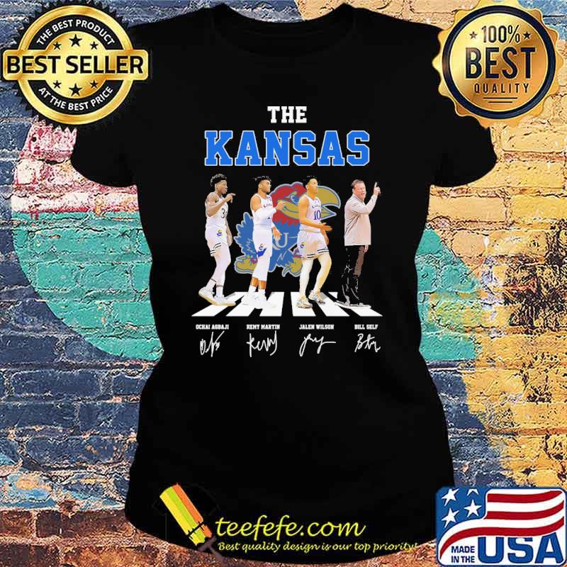 The Kansas Jayhawks Walking Abbey Road signatures s Ladies tee The Kansas Jayhawks Walking Abbey Road signatures s Ladies tee