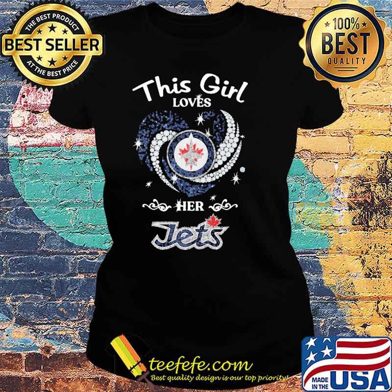 This girl loves her Jets diamond heart s Ladies tee This girl loves her Jets diamond heart s Ladies tee