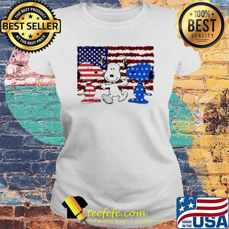 Three Snoopy America flag s Laides tee Three Snoopy America flag s Laides tee