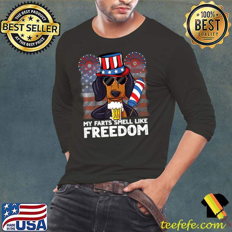 4th Of July My Farts Smell Like Freedom Dachshund Beer Firework Usa Flag T-Shirt Long Sleeve Tee 4th Of July My Farts Smell Like Freedom Dachshund Beer Firework Usa Flag T-Shirt Long Sleeve Tee