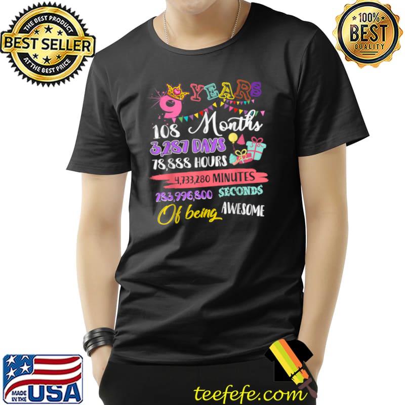 9th Birthday 9 Years 108 Month Of Being Awesome T-Shirt