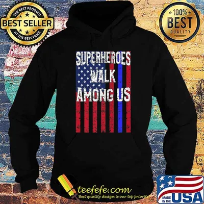 American Flag Police Cops Superheroes Walk Among Us T-Shirt