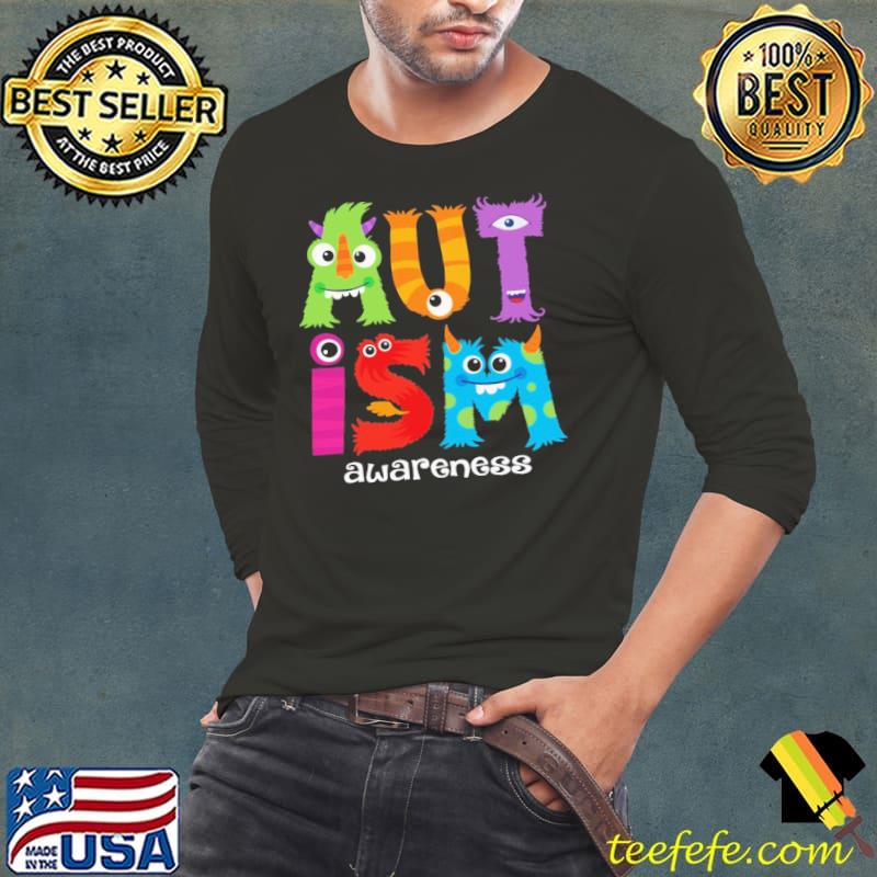 Autism awareeness Monster Alphabet s Long Sleeve Tee Autism awareeness Monster Alphabet s Long Sleeve Tee