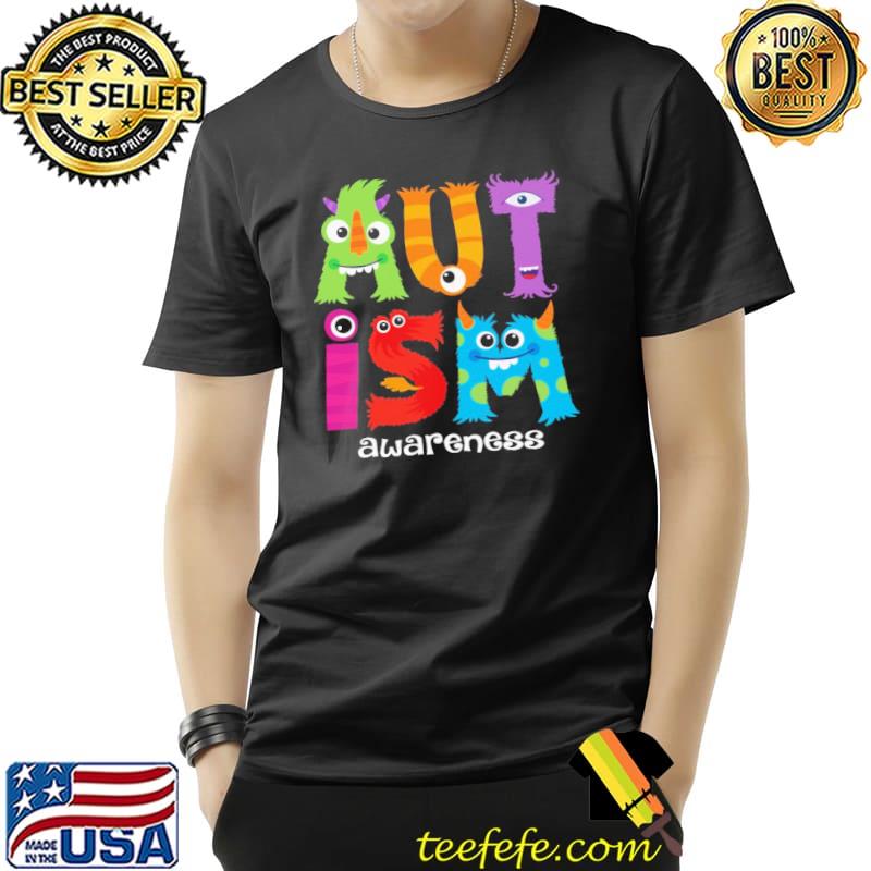 Autism awareeness Monster Alphabet shirt
