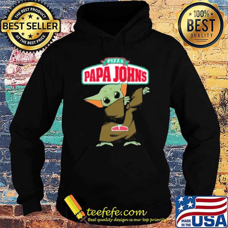 Baby yoda dabbing pizza papa john's shirt