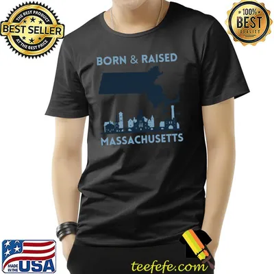 Born and raised massachusetts Id rather be in boston skyline state trip T-Shirt