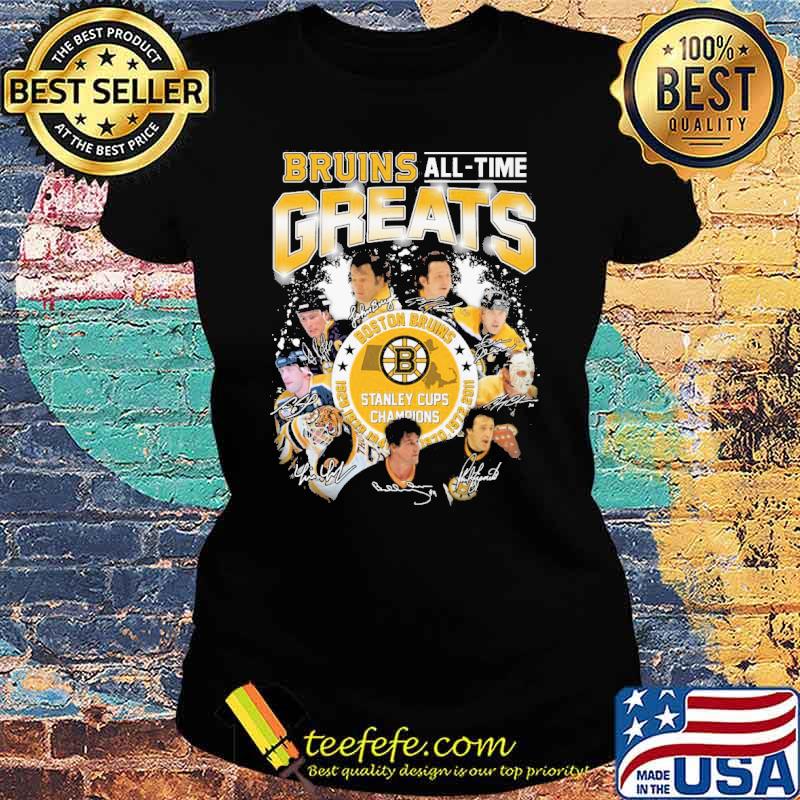 Boston Bruins all time greats stanley cups champions signature s Ladies tee Boston Bruins all time greats stanley cups champions signature s Ladies tee